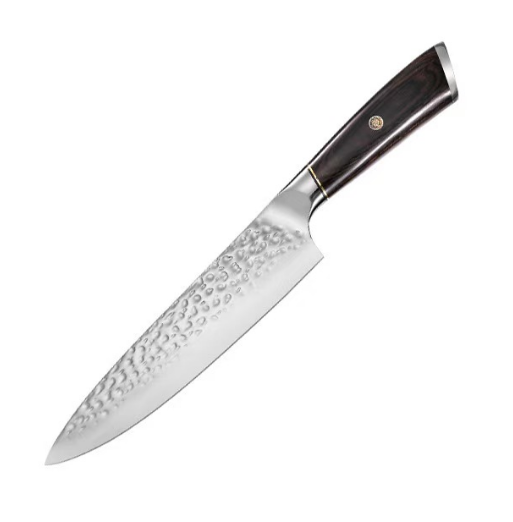 Flanged hammer-shaped meat cleaver with serrated edges